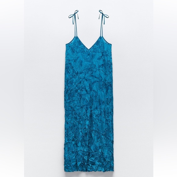 NWT Zara WRINKLED JACQUARD DRESS - Picture 5 of 12